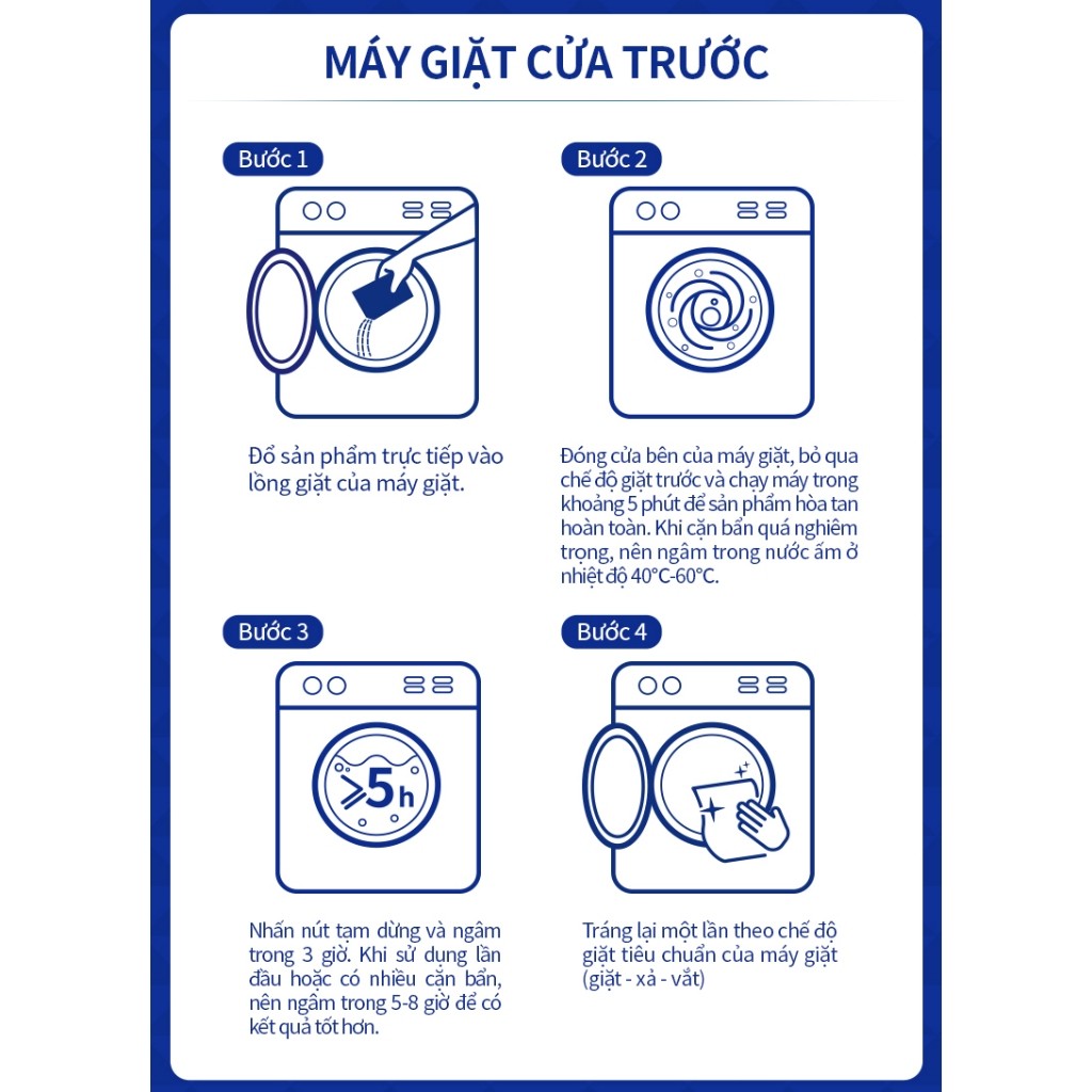 Bột làm sạch lồng máy giặt hoạt tính oxy bảo vệ máy Bảo trì máy giặt định kỳ,Khử mùi hôi, diệt khuẩn