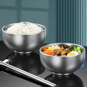 Bát chống bỏng hai lớp titan nguyên chất 99% + Thìa cơm 80510 / Bát cơm gia dụng / 350ml / Chống bỏng / Chống ăn mòn Không cháy Không vi khuẩn / Muối chống axit chống kiềm