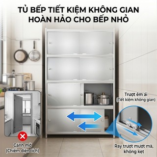 Tủ nhà bếp cao cấp Inox 304 chống gỉ Kệ đựng đồ đa năng inox Tủ để đồ thông minh