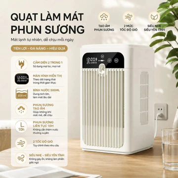 Quạt làm mát mini Quạt điều hòa mini Quạt phun sương Máy làm mát không khí màn hình LED phòng ngủ văn phòng