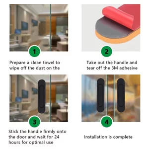 Cửa kính trượt Tay cầm không đục lỗ chuyên dụng Dán nhà bếp Cửa hợp kim nhôm Windows Dịch cửa trượt
