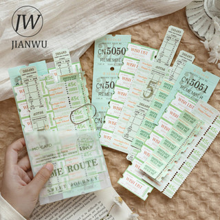 JIANWU Hành Trình Ngọt Ngào Series Vintage Bill Nhãn Tem Phong Cảnh aerial Cắt Dán Thêu Sò Nhãn Dán Sáng Tạo Tạp Chí MStationery
