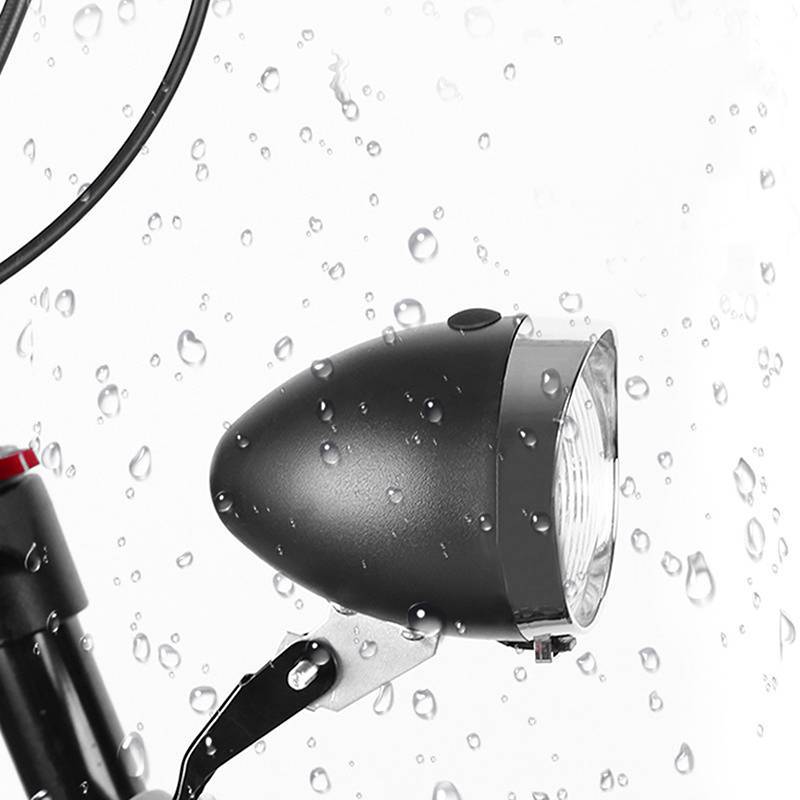 QIUWU Đèn pha xe đạp cổ điển Retro Vỏ ABS 3 đèn LED Xe đạp Đi đêm Cảnh báo an toàn Đèn trước không có pin.