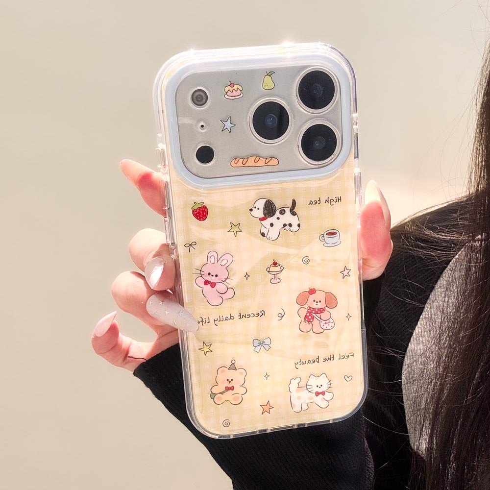 Ốp lưng cứng Tương thích với iPhone 15 15Pro 15ProMax 16 16Pro 16ProMax 17 17Pro 17ProMax Ốp lưng họa tiết mèo ca rô màu vàng