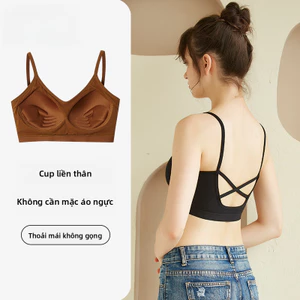 Áo ngực kiểu Vest nữ trẻ trung, dây đeo chéo lưng, làm bằng chất liệu Cotton thoáng khí, chống rò rỉ, thư giãn thông thường.