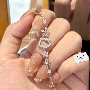Zircon Hoa Ngôi Sao KT Cat Tay Dễ Thương Ánh Sáng Sang Trọng Vòng Tay Giá Trị Cao Niche Cá Tính Phù Hợp Với Vòng Tay 5.19 ID4U