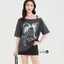 Thời Trang Off-the-Shoulder Nữ Tay Ngắn 2026 Nơ In Hình Cổ t-Sleeve Đính Rời Top Quần Áo Nữ Giao Hàng Ngày 24 tháng 5.19