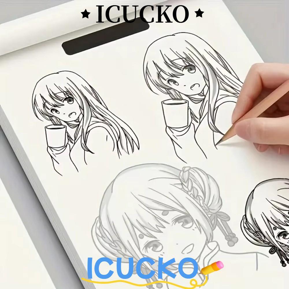 Sách vẽ tay ICUCKO, Sách vẽ tay phác thảo dòng vẽ nghệ thuật, 48 trang Thực hành dòng vẽ tranh dành cho người mới bắt đầu