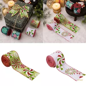 Ở lại Giáng Sinh In Nhiều Màu Sắc Ruy Băng Gói Thủ Công Vải Lễ Hội Trang Trí