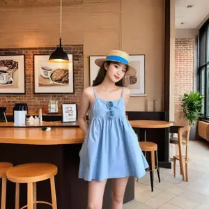 Phiên bản Hàn Quốc Phong cách đơn giản Váy không tay thông thường dành cho nữ Mùa hè Váy dáng rộng nhỏ hơn