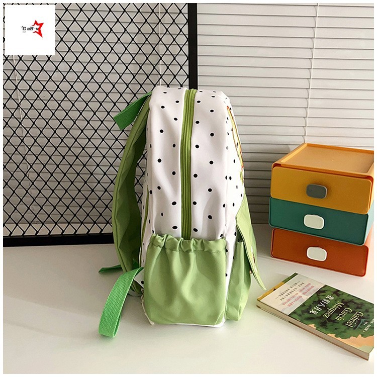 Ba lô hoạt hình cỏ ba lá Polka Dot - Túi đi học dung tích lớn dành cho học sinh đi học