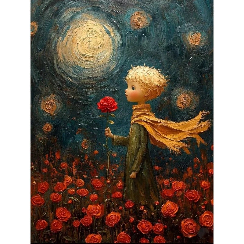Hoàng Tử Bé Hoạt Hình Bé Trai Tranh Sơn Dầu Phong Cách Trang Trí Nhà Cửa Canvas Nghệ Thuật Treo Tường