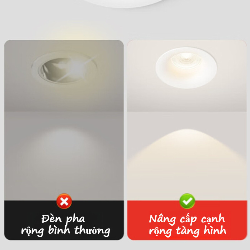 Đèn LED Âm Trần Spotlight Chống Chói 12W - Chip COB 3 Màu Ánh Sáng, Chất Lượng Cao, Lỗ Khoét 75mm