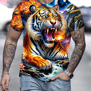 Áo thun nam họa tiết hổ 3D ngộ nghĩnh, style Hip Hop cổ chữ O