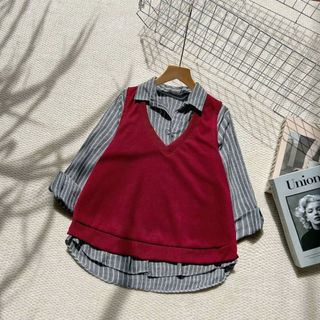 Áo Ghile Kèm Sơ Mi Bigsize Nữ Somi Tay Dài Kẻ Sọc Kèm Áo Thun Cổ V Cá Tính Unisex (A328+A335)