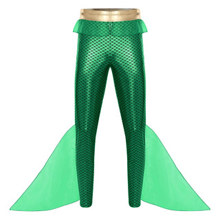 Yhong Nam Nàng Tiên Cá Quần Vua Biển Trang Phục Co Giãn Eo Kim Loại Sáng Bóng Cá In Quần Legging Cho Halloween Cosplay