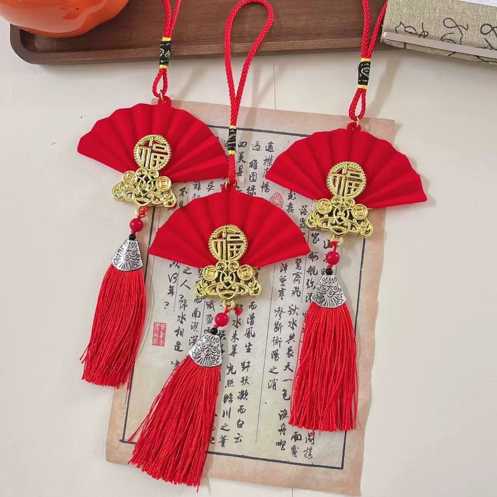 Trang trí treo nhà cửa trong nhà mới Mặt dây chuyền quạt đổ xô màu đỏ cho lễ kỷ niệm lễ hội mùa xuân CNY