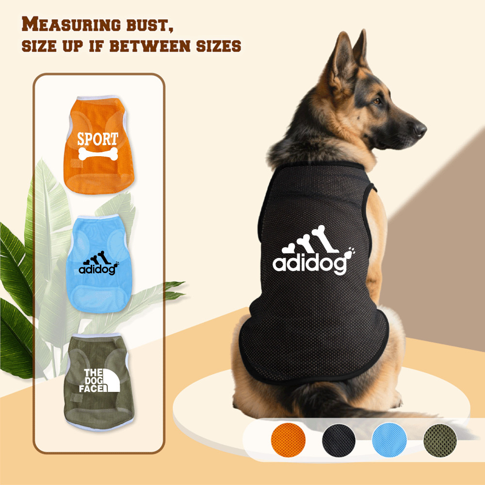 Áo vest lưới chó lớn 3XL-6XL, in hình hợp thời trang sáng tạo xương chó, phong cách chui đầu, có sẵn 4 màu, thoải mái và thoáng khí, có thể giặt được bằng máy, thích hợp cho tất cả chó lớn