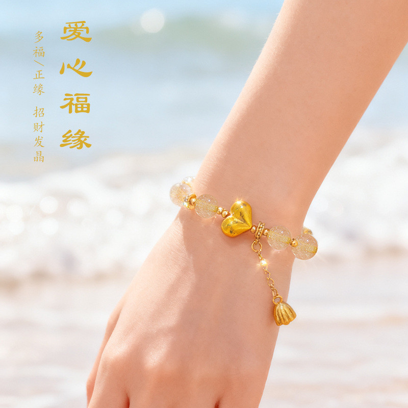 Vòng tay đính cườm may mắn pha lê tự nhiên