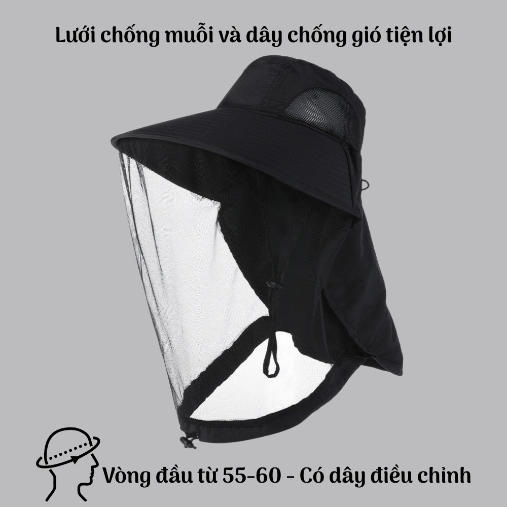 Mũ bảo vệ làm vườn - Chống ong muỗi, Mũ chống nắng, chống muỗi / lưới chống ong, mũ bắt ong, Có Lưới Chống Muỗi