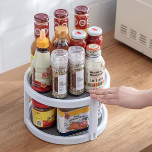 Kệ đa chức năng xoay 360 độ được sử dụng để gia vị, hàng khô, mỹ phẩm, tiết kiệm không gian nhà bếp