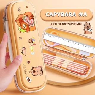 Hộp đựng bút với hộp bút chì để bàn nhiều ngăn, đa năng cho bé gái và bé trai in hình Capybara, hoạt hình dễ thương.