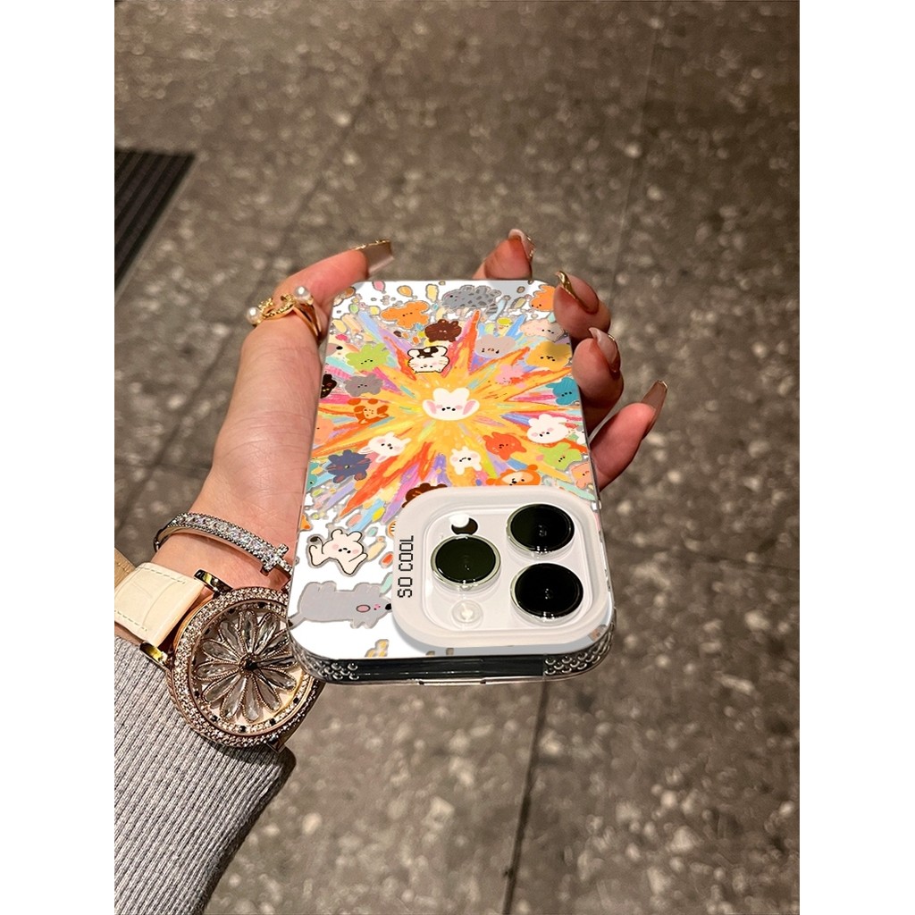 Ốp lưng chống sốc thú cưng pháo hoa, thiết kế dễ thương độc đáo phong cách vui vẻ thích iPhone 17/15/14/13/12/11 Pro Max