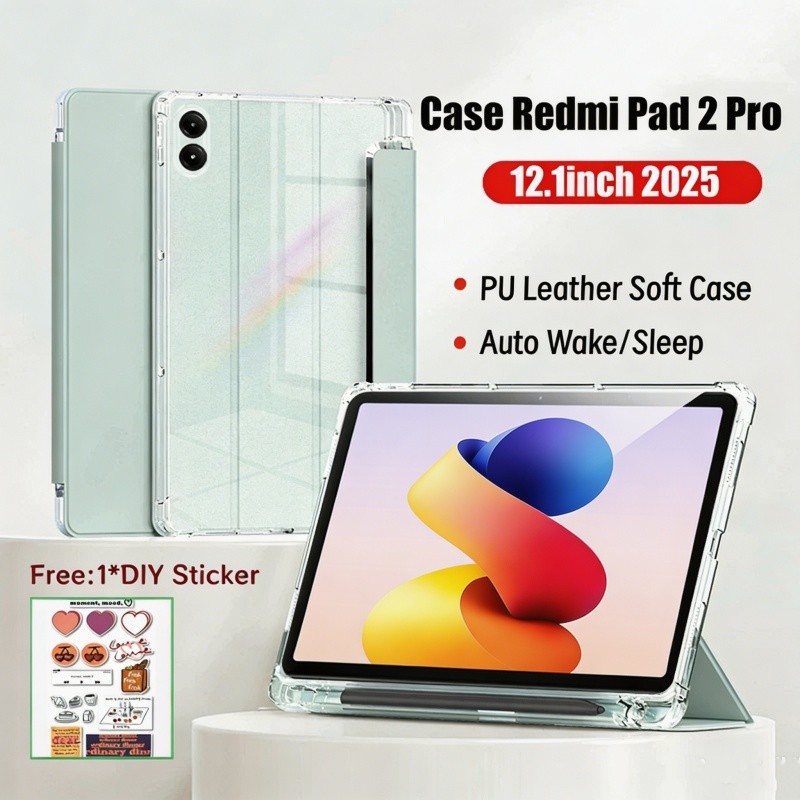 Ốp điện thoại Redmi Pad 2 Pro 12.1 inch có khe cắm bút Vỏ bảo vệ từ tính cho Xiaomi Redmi Pad 2 Pro có mặt sau trong suốt
