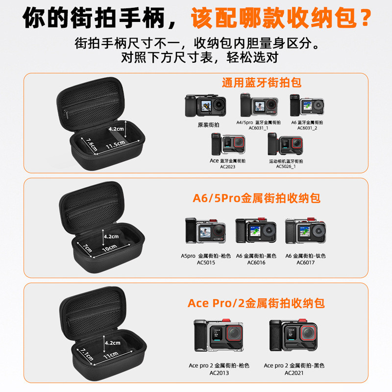 Thích hợp cho DJI OSMO ACTION 6 / 5 / 4 Tay cầm Bluetooth Túi lưu trữ chụp ảnh đường phố ACE PRO / 2 Phụ kiện túi chụp ảnh đường phố