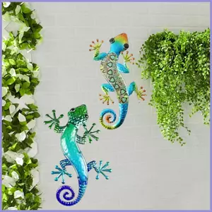 Gecko Trang Trí Tường Ngoài Trời 5 Miếng 2D Acrylic Nhiều Màu Sắc Động Vật Các Bức Tượng Thằn Lằn Vườn Hàng Rào Trang Trí Cho mueadsyvn
