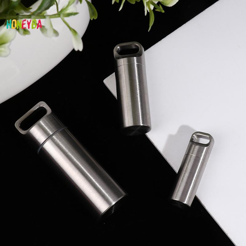 < Honeyba > Hộp đựng thuốc chống nước Mini Titan Hộp đựng thuốc di động Hộp đựng thuốc đẹp