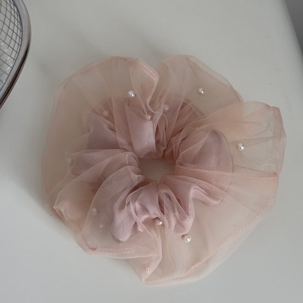 Hululu / Vòng Scrunchy Ngọc Trai Hai Lớp Sáng Tạo Gạc Bên Trong Hạt Đuôi Ngựa Cao Su Dây Lưng Đầu Tấm Tóc Cô Gái Cổ Tích Dây Buộc Tóc