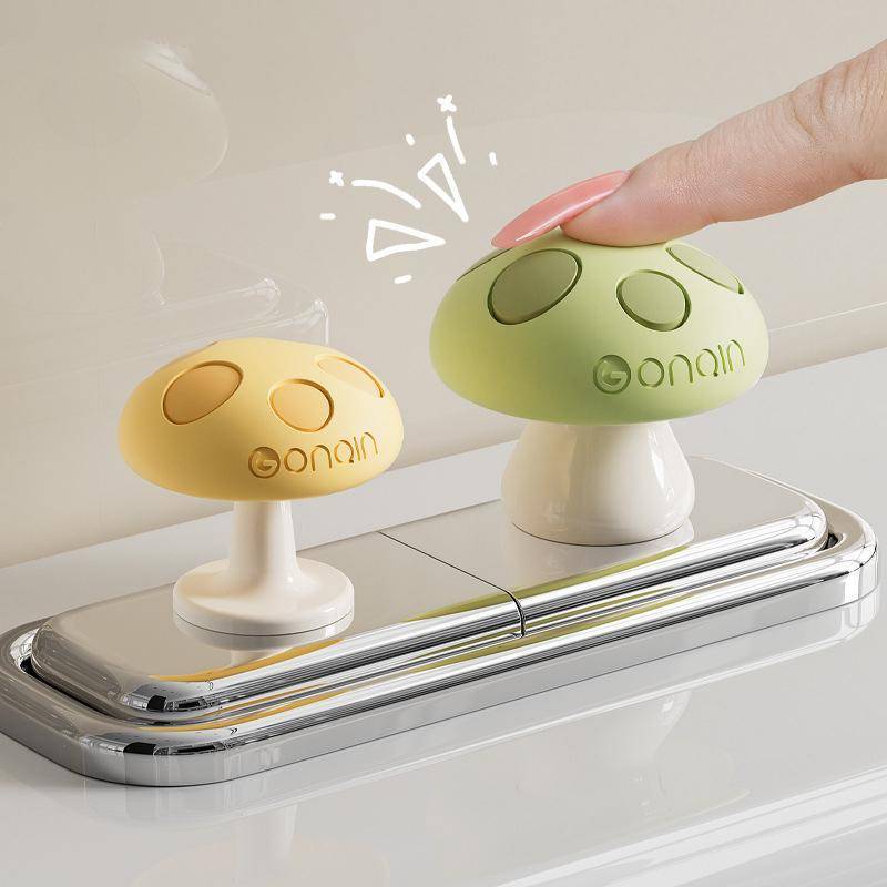 Nút xả bồn cầu JINHF Silicone hình nấm 2 chiếc Cài đặt đơn giản Cảm ứng dễ thương cho phòng tắm gia đình HOT