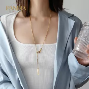 PNPIA- Dây Xích Dài Bằng Thép Không Gỉ Nelace Cho Nữ Mạ Vàng Nhẹ Trang Sức Thanh Lịch Cho Phụ Kiện Du Lịch