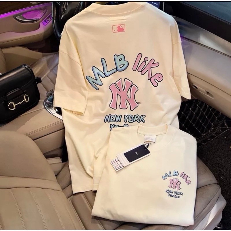 （Giao hàng 24h）Angela Áo Thun MLB Like NewYork _Đen/Trắng/Hồng/Kem_Form Cotton 100% 260gsm_Full Tag Mac
