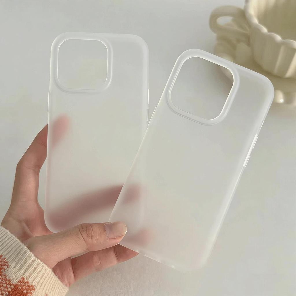 Ốp lưng trắng nhám cảm ứng da cho iPhone 17 Pro Max/16/15/14 - Không bám vân tay, dễ
