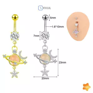 Mặt dây chuyền pha lê màu hồng Vòng đeo bụng dành cho nữ Thép không gỉ Rốn xuyên Trang sức Thỏ Trái tim Gấu Bướm Vòng bụng mới