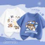 Áo thun ngắn tay bé trai Mùa hè 2025 Bé trai Cotton nguyên chất hàng đầu mùa hè Quần áo trẻ em Phi hành gia Quần áo mùa hè WNDC
