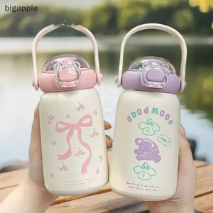 Bình nước bằng thép không gỉ cách nhiệt bigapple Kids có ống hút, thép 304 RDG