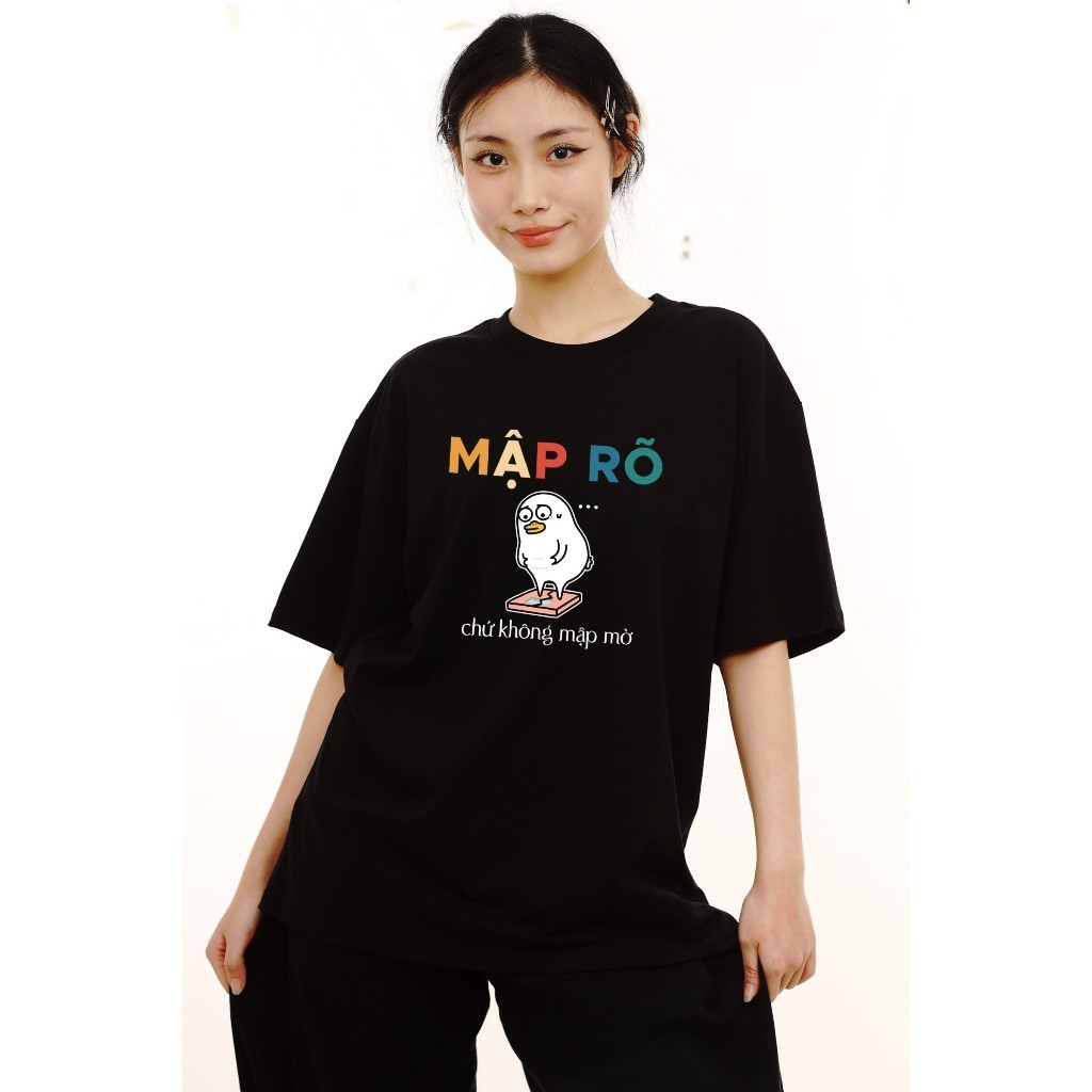 （Giao hàng 24h）Angela Áo Thun Nam Nữ Mập Rõ Chứ Không Mập Mờ, Câu Nói Hài Hước Trendy Meme. 100% Cotton Oversize