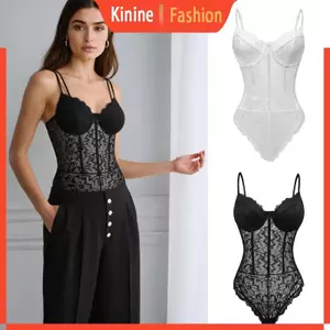 Elegant Lace Trim Sheer Bodysuit Sleevelsss For A Stylish And Comfortable Look