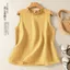 Văn Học Retro Màu Trơn Phong Cách Đơn Giản Không Tay Top Năm nay Áo Vest Nấm Cạnh Cổ Vải Lanh Cotton Quần Áo Nữ 5.26