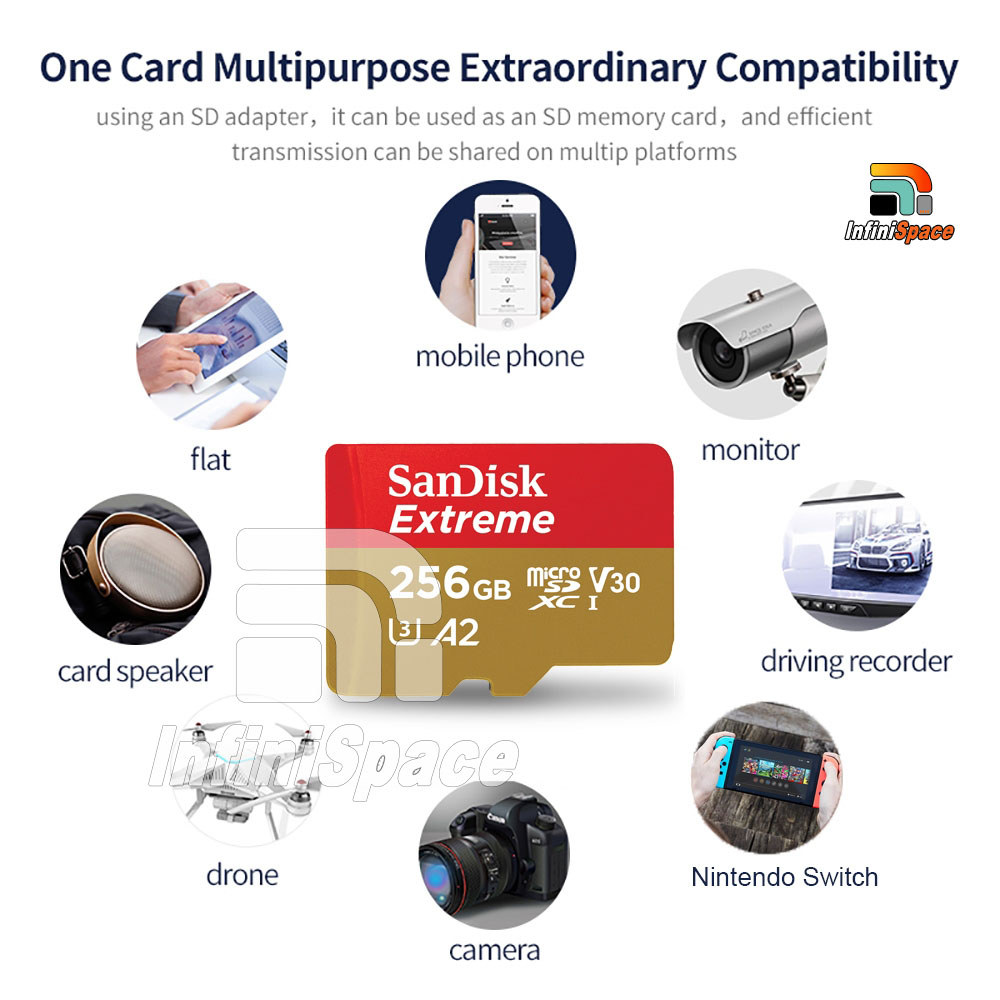 Thẻ Nhớ MicroSDXC SanDisk Extreme 32GB - 1TB - A2 C10 U3 V30 UHS-I upto 190MB/s SDSQXAH - Bảo hành trọn đời