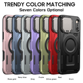 Ốp Điện Thoại Từ Tính Có Giá Đỡ Ống Kính Cho iPhone 17 16 15 14 Pro PROMAX 17 Air Plus 16E Sạc Không Dây Chống Sốc
