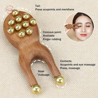 Diễu Hành Mũi Gỗ Guasha Dụng Cụ Massage Hạt Đồng Cầm Tay Lược Chống Tĩnh Điện Cho Mặt Mũi Thư Giãn Mắt Điểm Kinh Tuyến Acupoint Quà Tặng Sinh Nhật VN