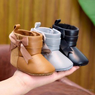 Giày Bốt Bé Gái Đế Mềm Nơ Chống Trơn Trượt Giày Tập Đi Đầu Tiên Cho Mùa Thu Đông