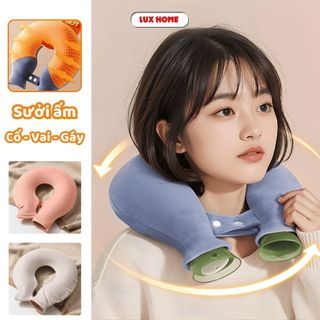Gối Sưởi Cổ Vai Gáy Lux Home Chất Liệu Nhung Mịn, Túi Chườm Nóng Hình Chữ U Giúp Thư Giãn, Giữ Ấm