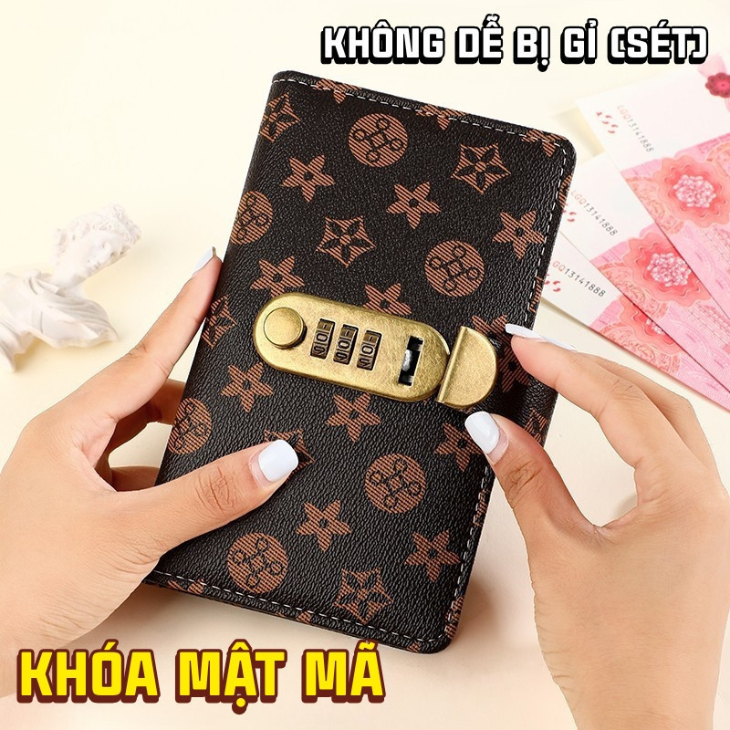 Sổ tiết kiệm đựng tiền khóa chắc chắn – Sổ bìa da PU 100 tờ dày dặn thiết kế cao cấp, hỗ trợ theo dõi thu chi rõ ràng