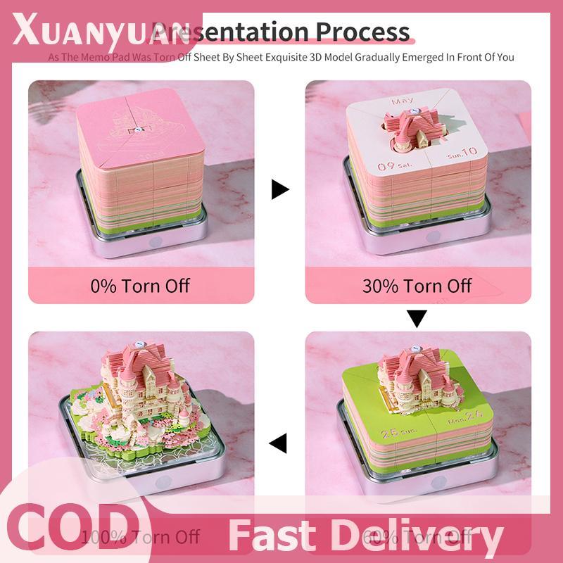 XUAN Time Piece Lịch 2026 Lịch Để Bàn Có Đèn LED 3D Lịch Xé Khắc Giấy Nghệ Thuật Miếng Lót Notepad Quà Tặng Giáng Sinh Tân Gia Trang Trí Máy Tính Để Bàn VN