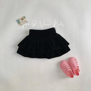 CV6-[tomnaukids] Chân váy Nhung xếp ly 2 tầng xinh iu cho bé gái - Size 8-40Kg
